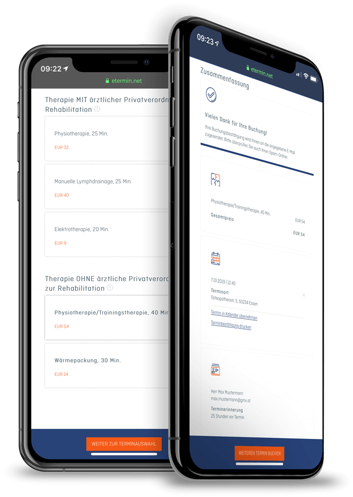 Online Terminplaner Software und Patientenmanagement für Physiotherapeuten von eTermin