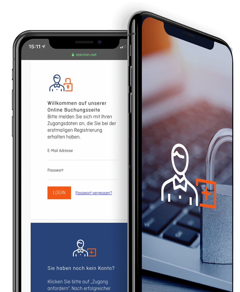 Online Terminbuchung per automatischer Registrierung, Kundenkonto oder als Gast